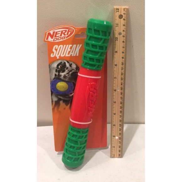 Nerf Dog Squeak 11" Fetch Stick Green Red - Picture 3 of 3